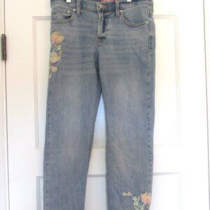 Lucky Legend Sweet Mid Rise Straight Embroidered Jeans, Size 6/28